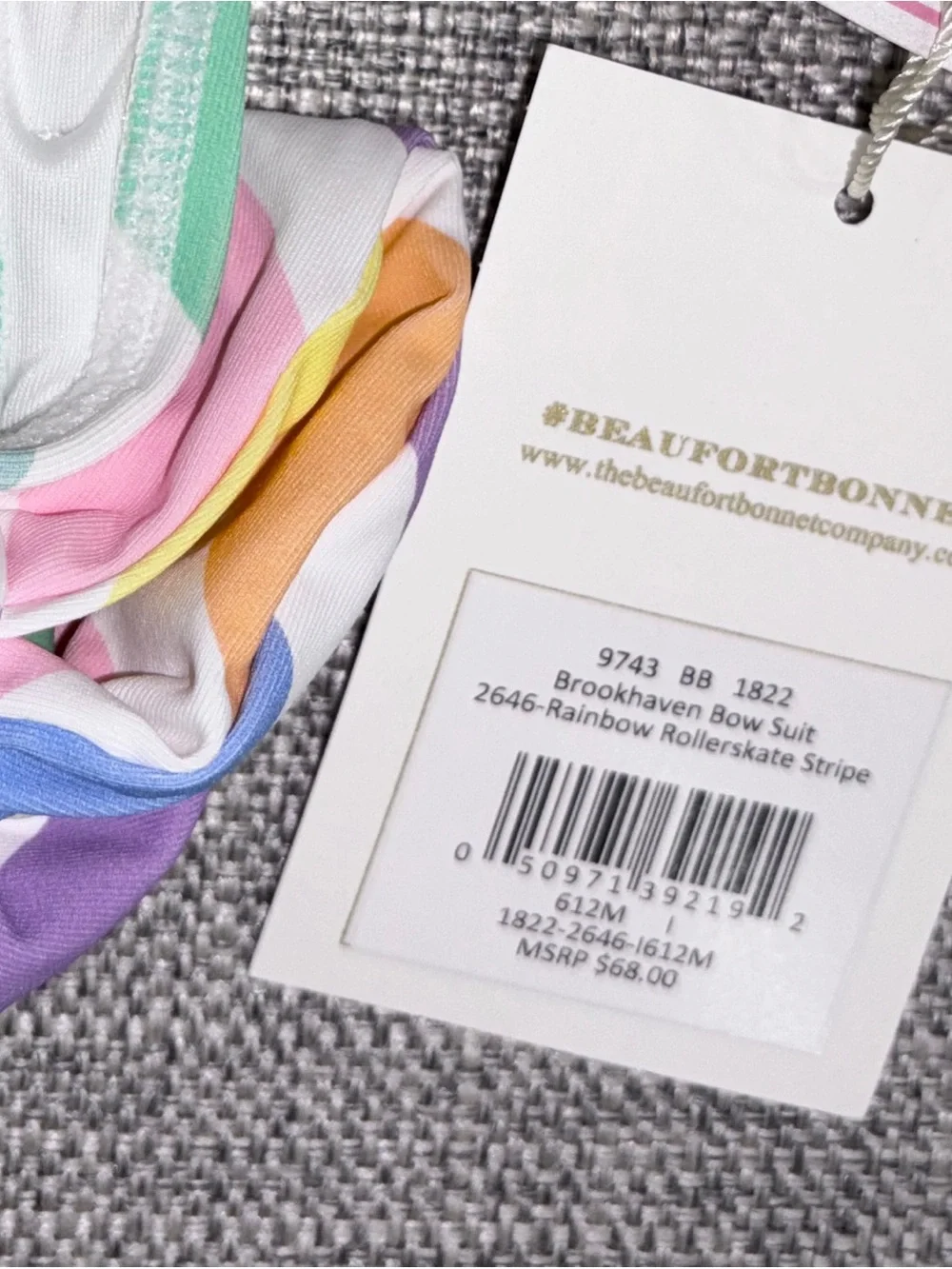 TBBC 6-12m NWT Girls One-Shoulder Rainbow Stripe Swimsuit